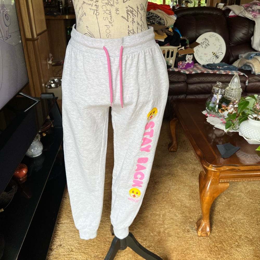Woman’s Emoji 😷 stay back 😷 gray and pink joggers